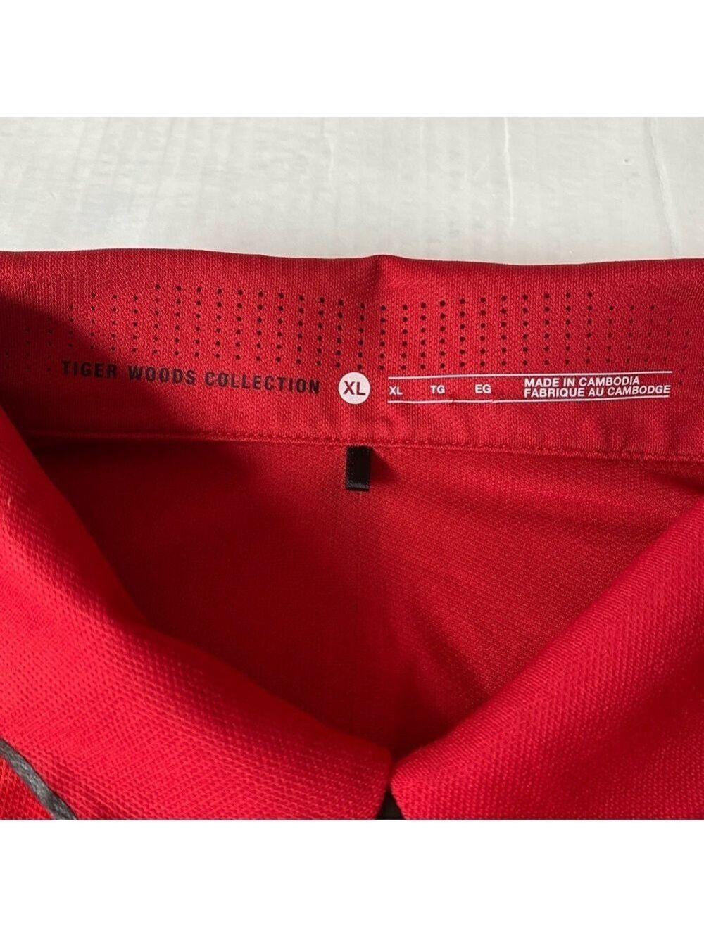 Nike Tiger Woods Dri-Fit Red Golf Polo Men XL 726191-687 - Picture 7 of 13